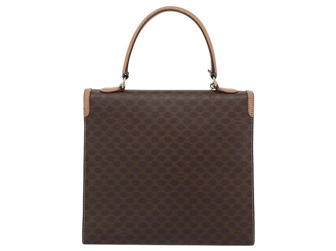 Céline Borsa CELINE Macadam Canvas PVC Pelle Marrone Oro Auth mr2743 D'oro - vista 3