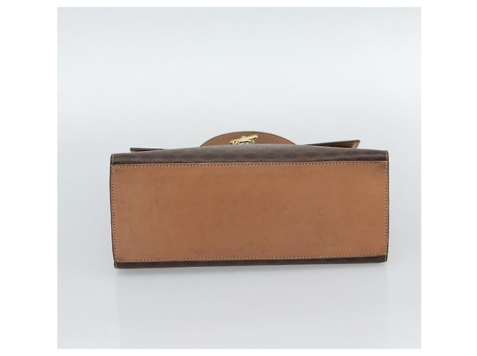 Céline Borsa CELINE Macadam Canvas PVC Pelle Marrone Oro Auth mr2743 D'oro - vista 9