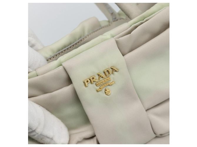 Borsa PRADA Nylon Avorio Oro Auth hk3884 D'oro Crudo - vista 15