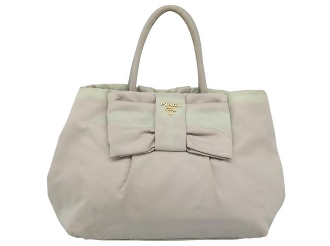 Borsa PRADA Nylon Avorio Oro Auth hk3884 D'oro Crudo - vista 2