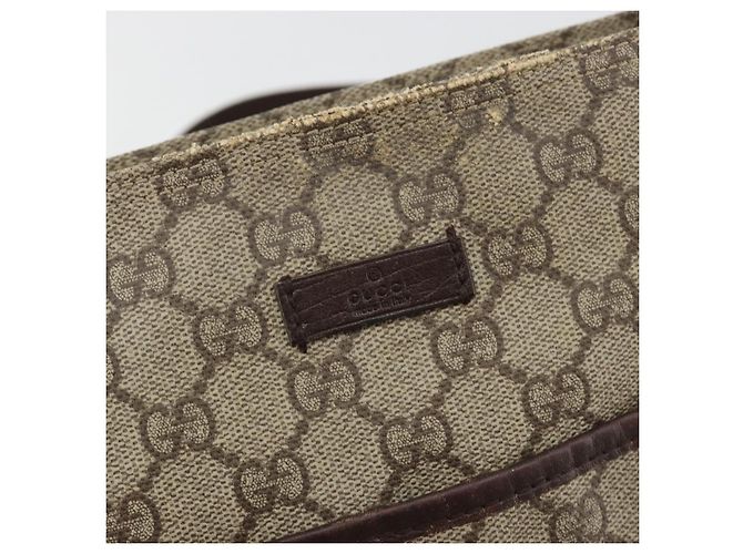 Sac à bandoulière GUCCI GG Supreme en PVC et cuir Beige Argent 141626 Auth ka5191 Argenté - vue 14