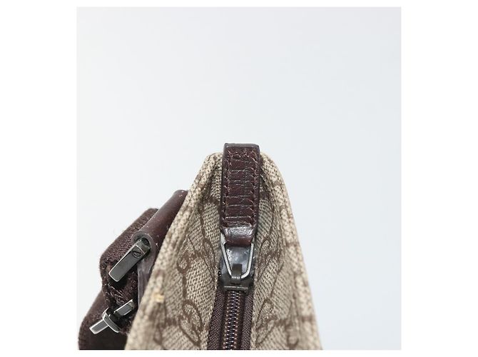 Sac à bandoulière GUCCI GG Supreme en PVC et cuir Beige Argent 141626 Auth ka5191 Argenté - vue 15