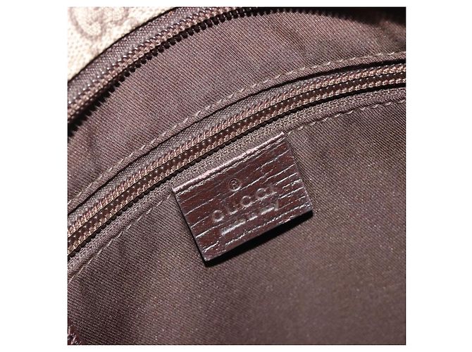 Sac à bandoulière GUCCI GG Supreme en PVC et cuir Beige Argent 141626 Auth ka5191 Argenté - vue 16