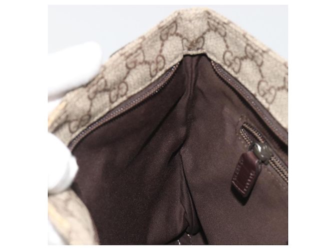 Sac à bandoulière GUCCI GG Supreme en PVC et cuir Beige Argent 141626 Auth ka5191 Argenté - vue 19