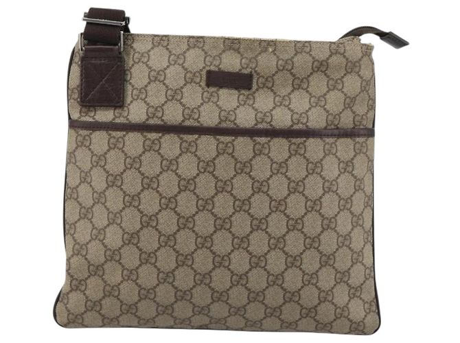 Sac à bandoulière GUCCI GG Supreme en PVC et cuir Beige Argent 141626 Auth ka5191 Argenté - vue 2
