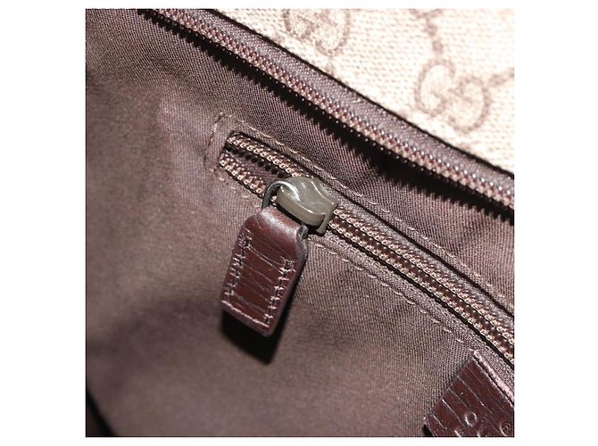 Sac à bandoulière GUCCI GG Supreme en PVC et cuir Beige Argent 141626 Auth ka5191 Argenté - vue 20
