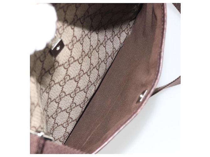 Sac à bandoulière GUCCI GG Supreme en PVC et cuir Beige Argent 141626 Auth ka5191 Argenté - vue 22