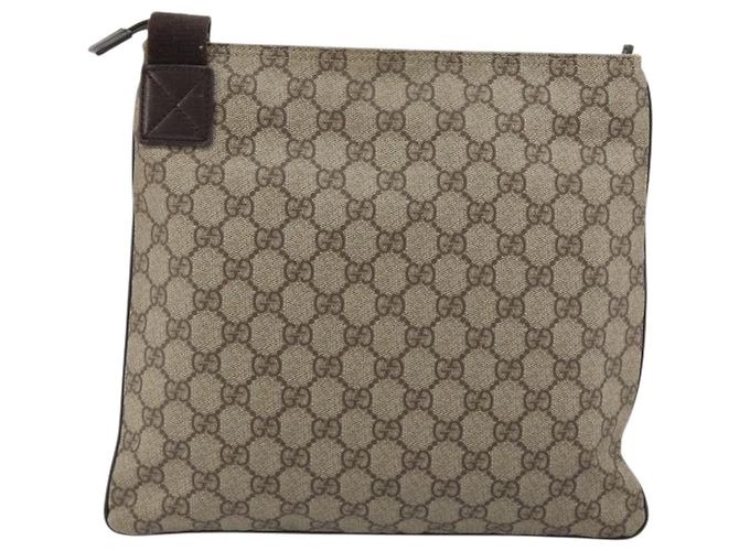 Sac à bandoulière GUCCI GG Supreme en PVC et cuir Beige Argent 141626 Auth ka5191 Argenté - vue 3