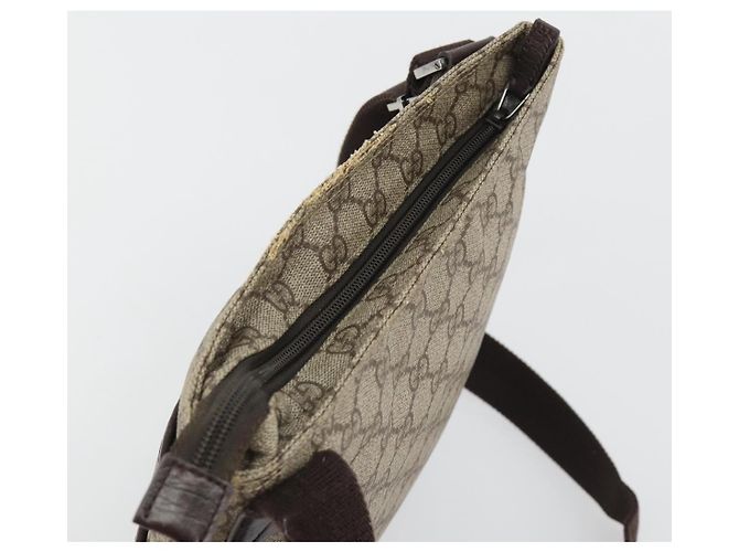 Sac à bandoulière GUCCI GG Supreme en PVC et cuir Beige Argent 141626 Auth ka5191 Argenté - vue 6