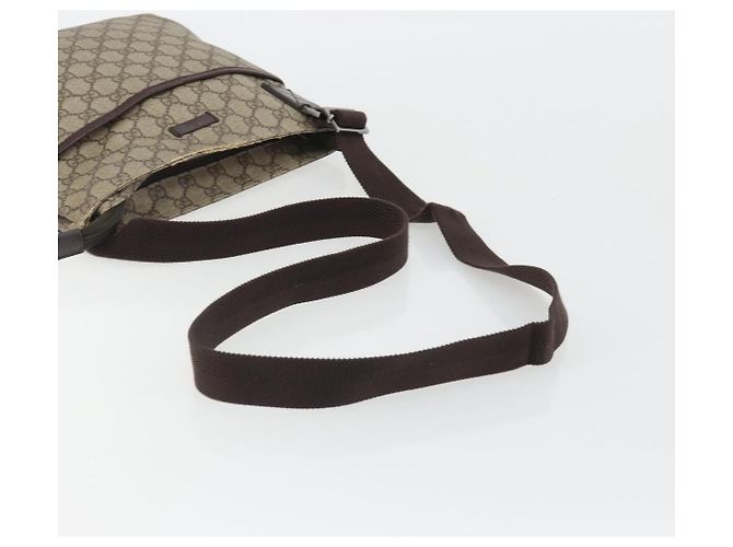 Sac à bandoulière GUCCI GG Supreme en PVC et cuir Beige Argent 141626 Auth ka5191 Argenté - vue 7