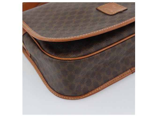 Céline Borsa a Spalla CELINE Macadam Canvas PVC Pelle Marrone Oro Auth mr2732 D'oro - vista 11