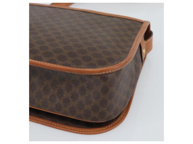 Céline Borsa a Spalla CELINE Macadam Canvas PVC Pelle Marrone Oro Auth mr2732 D'oro - vista 12
