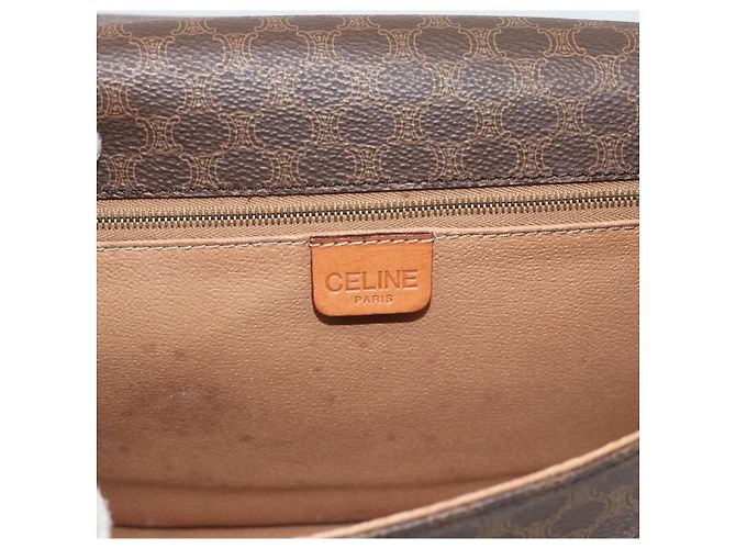 Céline Borsa a Spalla CELINE Macadam Canvas PVC Pelle Marrone Oro Auth mr2732 D'oro - vista 15