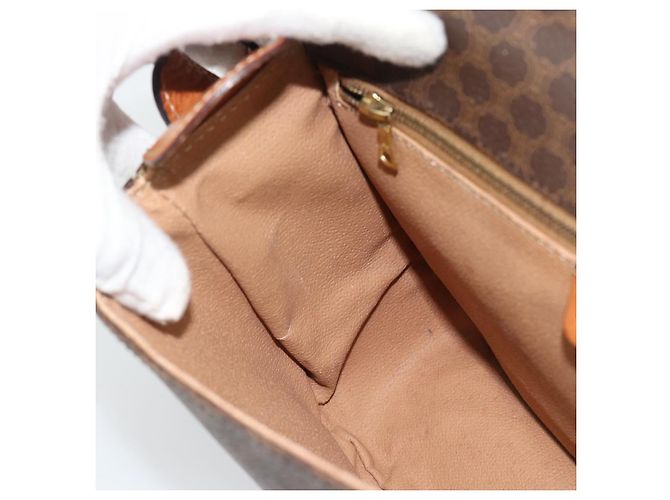 Céline Borsa a Spalla CELINE Macadam Canvas PVC Pelle Marrone Oro Auth mr2732 D'oro - vista 18