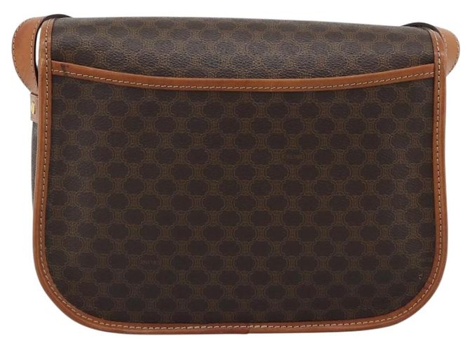 Céline Borsa a Spalla CELINE Macadam Canvas PVC Pelle Marrone Oro Auth mr2732 D'oro - vista 3