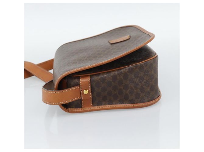 Céline Borsa a Spalla CELINE Macadam Canvas PVC Pelle Marrone Oro Auth mr2732 D'oro - vista 4