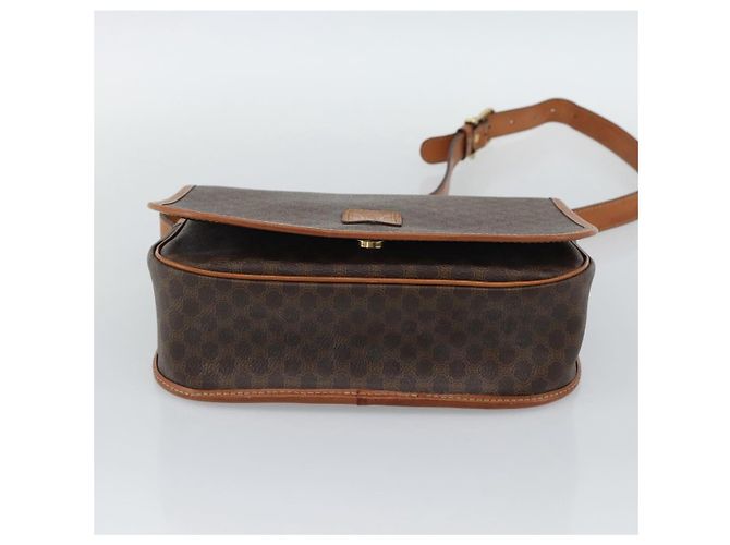 Céline Borsa a Spalla CELINE Macadam Canvas PVC Pelle Marrone Oro Auth mr2732 D'oro - vista 9