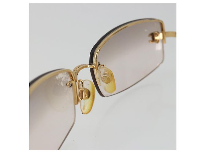 Lunettes de soleil CHANEL COCO Mark en métal doré CC Auth 189994 - vue 13