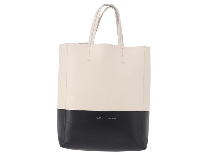 Céline CELINE Vertical Cabas Small Borsa a Mano in Pelle 2way White Auth ka5169 Bianco - vista 2