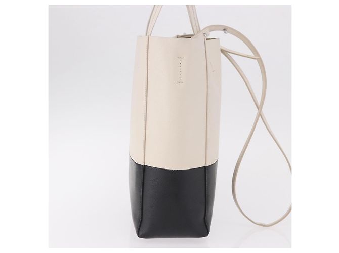 Céline CELINE Vertical Cabas Small Borsa a Mano in Pelle 2way White Auth ka5169 Bianco - vista 6
