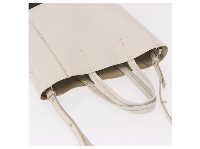 Céline CELINE Vertical Cabas Small Borsa a Mano in Pelle 2way White Auth ka5169 Bianco - vista 7