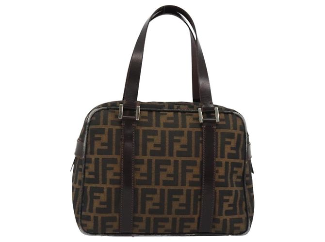 FENDI Zucca Canvas Handtasche Schwarz Braun Authentisch 191295 - Ansicht 3