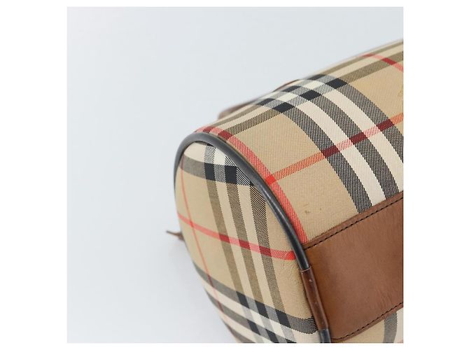 Borsa Burberry Nova Check in tela Beige Gold Auth 190848A D'oro - vista 11
