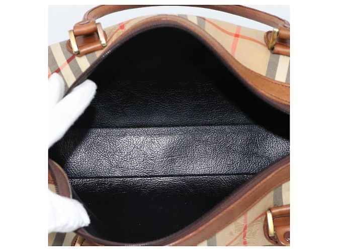 Borsa Burberry Nova Check in tela Beige Gold Auth 190848A D'oro - vista 16
