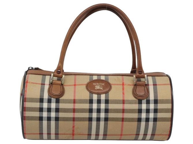 Borsa Burberry Nova Check in tela Beige Gold Auth 190848A D'oro - vista 2