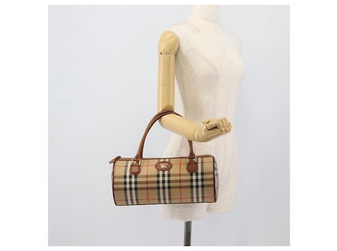 Borsa Burberry Nova Check in tela Beige Gold Auth 190848A D'oro - vista 20