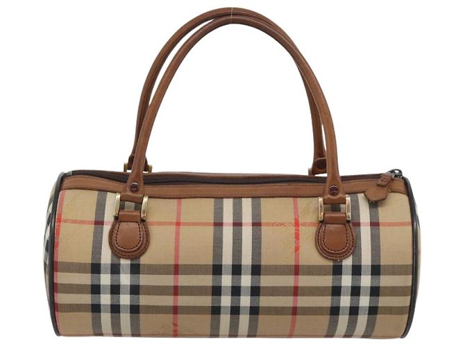 Borsa Burberry Nova Check in tela Beige Gold Auth 190848A D'oro - vista 3