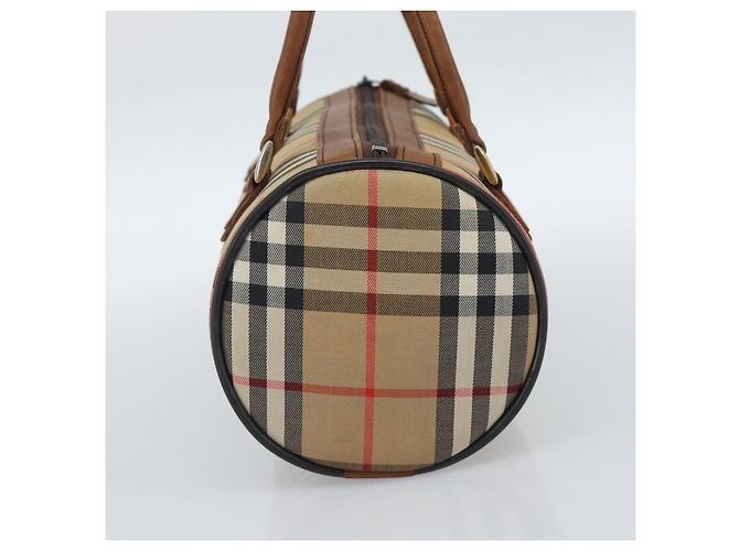 Borsa Burberry Nova Check in tela Beige Gold Auth 190848A D'oro - vista 5
