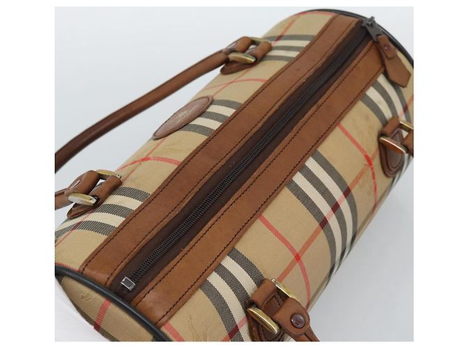 Borsa Burberry Nova Check in tela Beige Gold Auth 190848A D'oro - vista 6