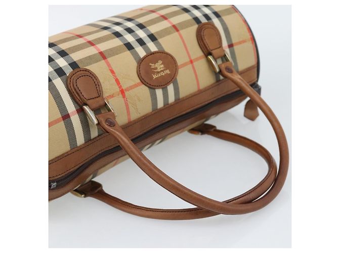 Borsa Burberry Nova Check in tela Beige Gold Auth 190848A D'oro - vista 7