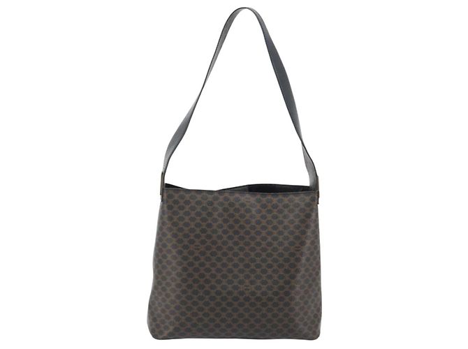 Céline Borsa a tracolla CELINE Macadam Canvas PVC Pelle Nera Oro Auth mr2663 Nero D'oro - vista 3
