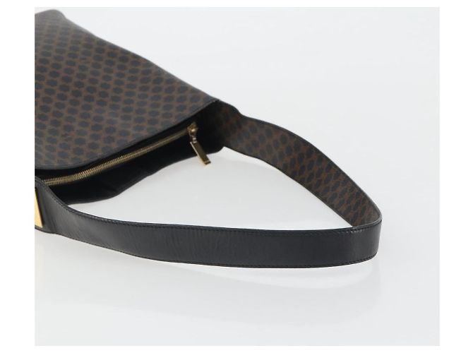 Céline Borsa a tracolla CELINE Macadam Canvas PVC Pelle Nera Oro Auth mr2663 Nero D'oro - vista 8