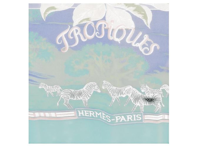 Hermès HERMES Carre 140 Scarf "TROPIQUES" Cashmere Blue Auth hk3926M - vista 11