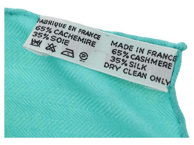 Hermès HERMES Carre 140 Scarf "TROPIQUES" Cashmere Blue Auth hk3926M - vista 12