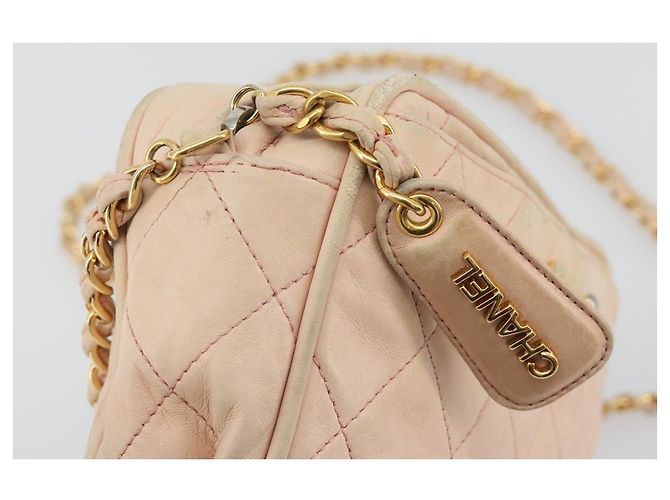 CHANEL Matelasse Chain Shoulder Bag Pelle Rosa Oro CC Auth 190487 D'oro - vista 16