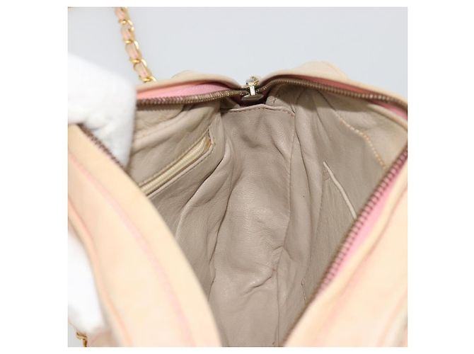 CHANEL Matelasse Chain Shoulder Bag Pelle Rosa Oro CC Auth 190487 D'oro - vista 19