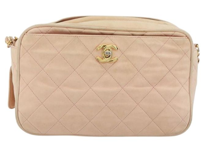 CHANEL Matelasse Chain Shoulder Bag Pelle Rosa Oro CC Auth 190487 D'oro - vista 2