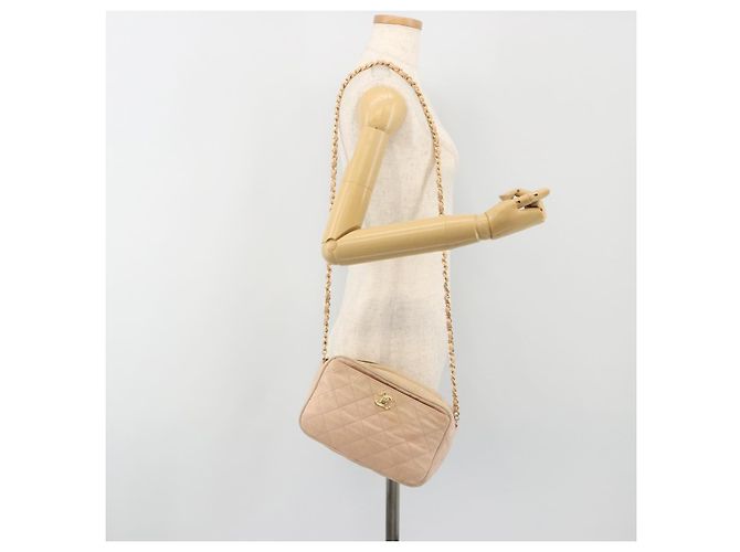 CHANEL Matelasse Chain Shoulder Bag Pelle Rosa Oro CC Auth 190487 D'oro - vista 26