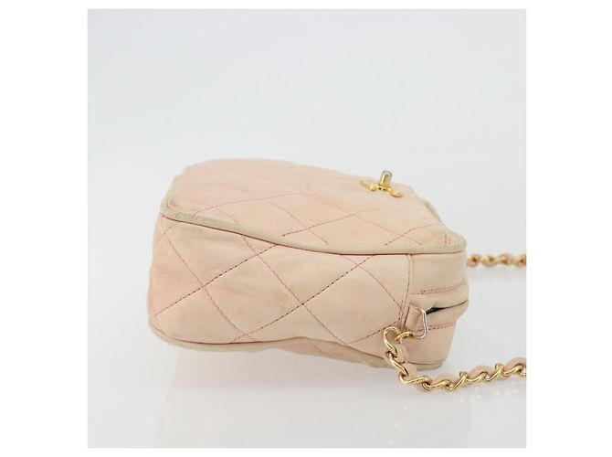 CHANEL Matelasse Chain Shoulder Bag Pelle Rosa Oro CC Auth 190487 D'oro - vista 4