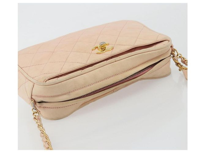 CHANEL Matelasse Chain Shoulder Bag Pelle Rosa Oro CC Auth 190487 D'oro - vista 6