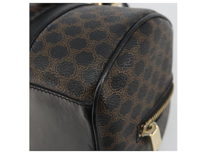 Céline Borsa Boston Mini CELINE Macadam Canvas PVC Nero Oro Auth 190399A D'oro - vista 13