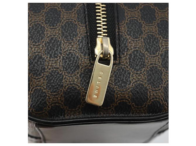 Céline Borsa Boston Mini CELINE Macadam Canvas PVC Nero Oro Auth 190399A D'oro - vista 15