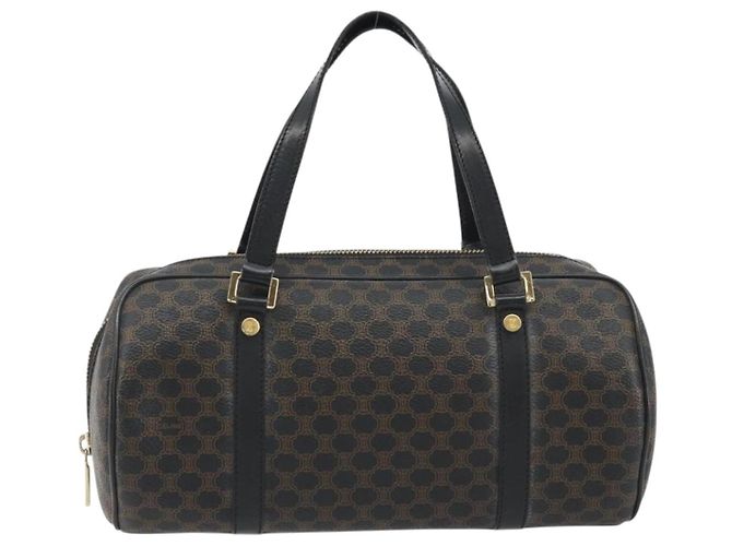 Céline Borsa Boston Mini CELINE Macadam Canvas PVC Nero Oro Auth 190399A D'oro - vista 2