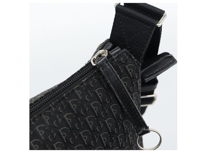 Borsa a Spalla Christian Dior Trotter Canvas Nera Argento Auth 190852A Nero - vista 14