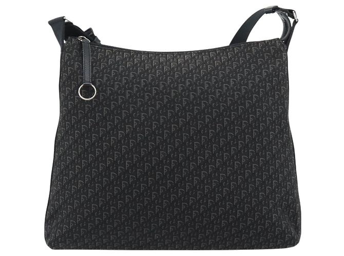 Borsa a Spalla Christian Dior Trotter Canvas Nera Argento Auth 190852A Nero - vista 2