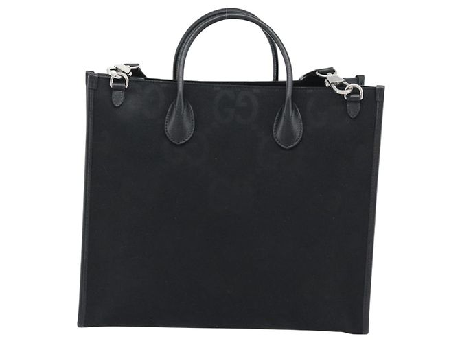 Borsa GUCCI Jumbo GG Canvas 2way Nero Argento 678839 Auth mr2773V - vista 3